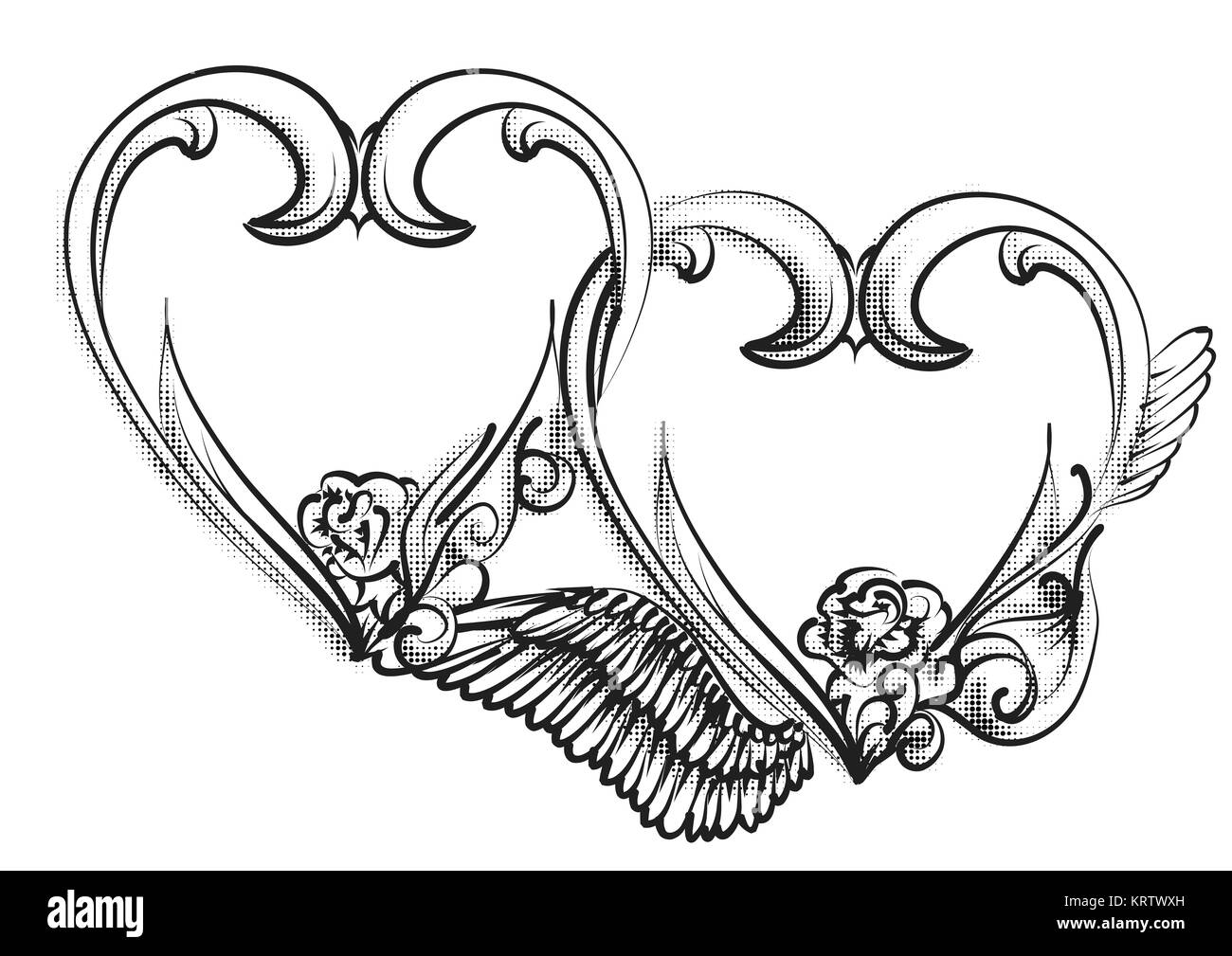 Vector card with two hearts Black and White Stock Photos \u0026 Images - Alamy, image size:1300x1009