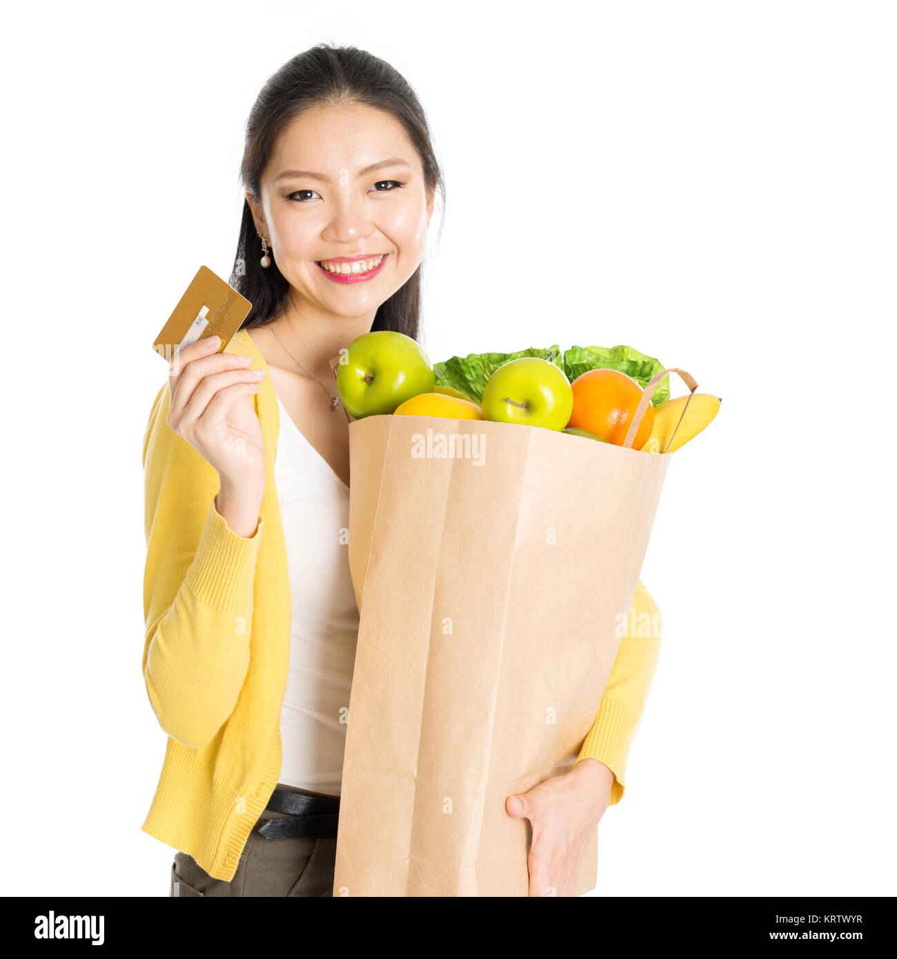 Grocery shopping woman and credit card Stock Photo Alamy