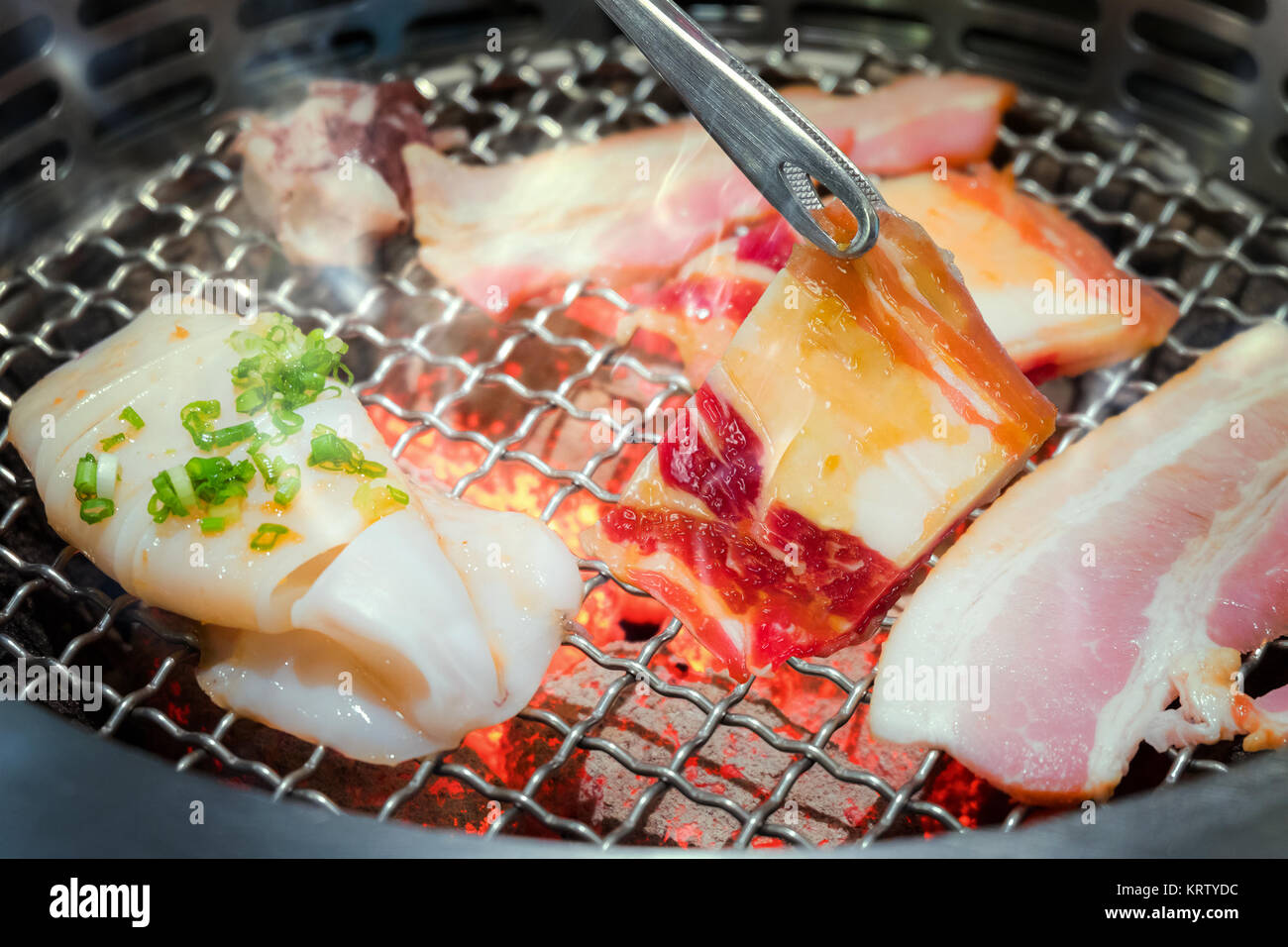 Yakiniku Japanese Barbecue on a Hot Chacoal Stove Stock Photo Alamy