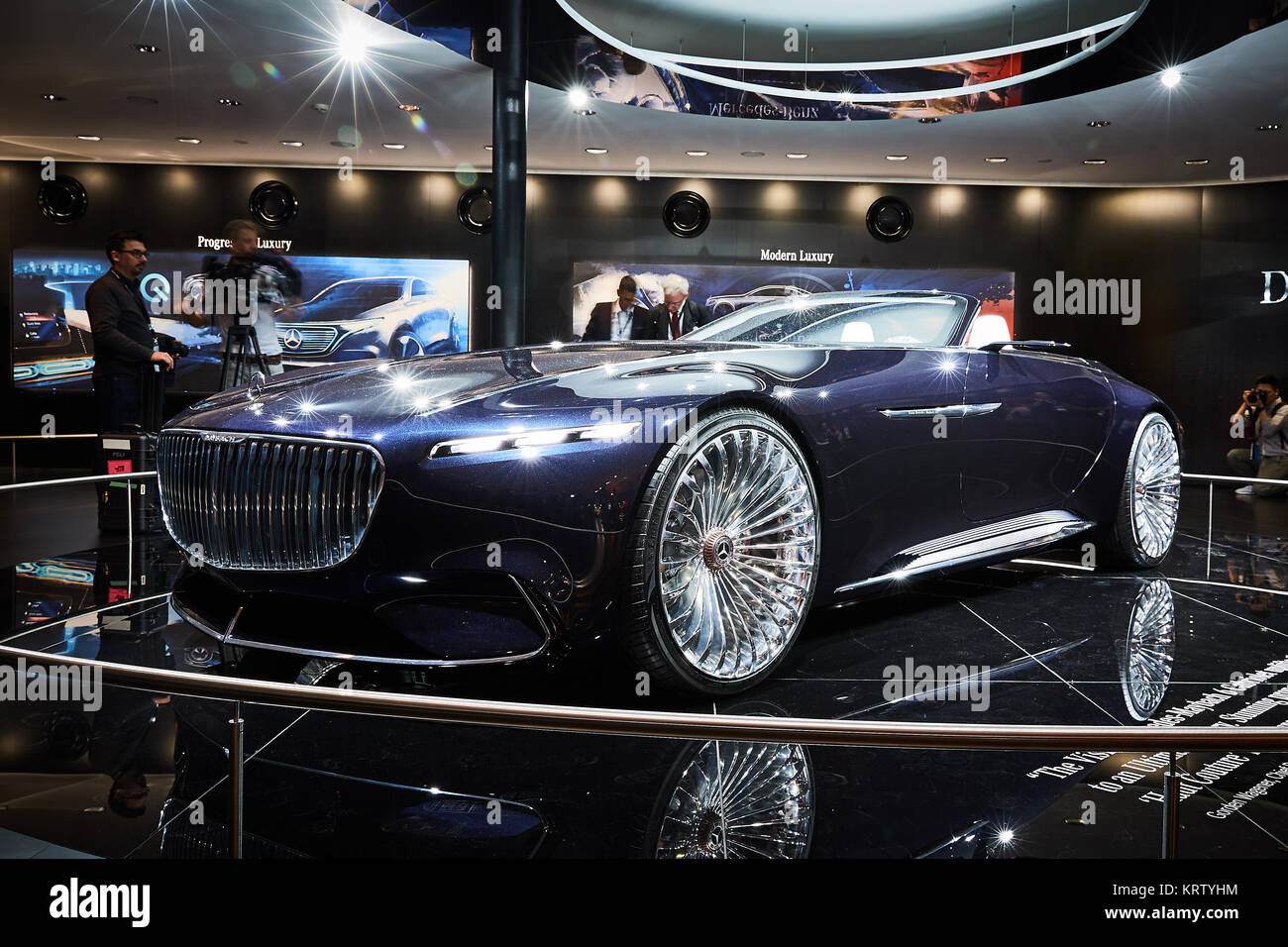 Frankfurt, Germany - September 12, 2017:  2017 Mercedes-Maybach 6 Cabriolet presented on the 67-th Frankfurt International Motor Show(IAA) in the Mess Stock Photo