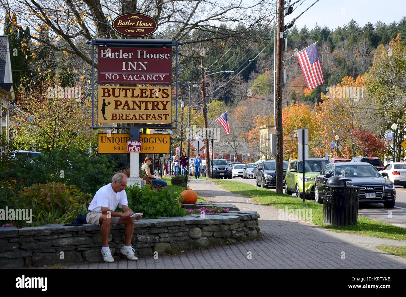 Butler House Inn, Main Street, Stowe, New England, Vermont, USA Stock