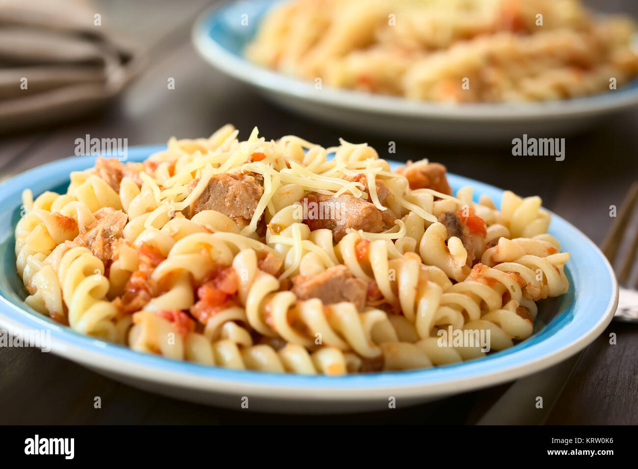 Pasta with Tuna and Tomato Sauce Stock Photo - Alamy