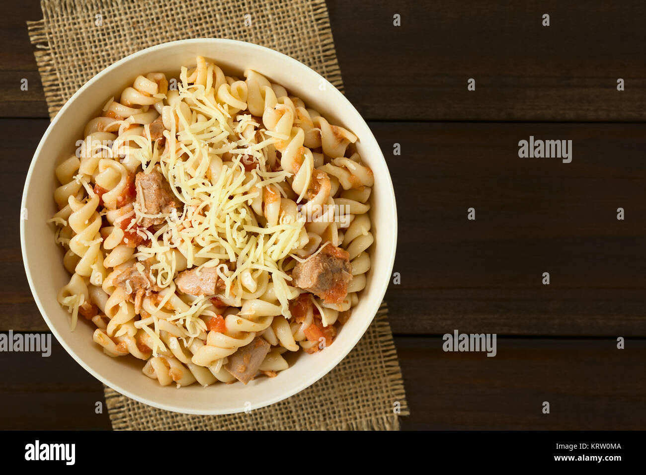 Pasta with Tuna and Tomato Sauce Stock Photo - Alamy