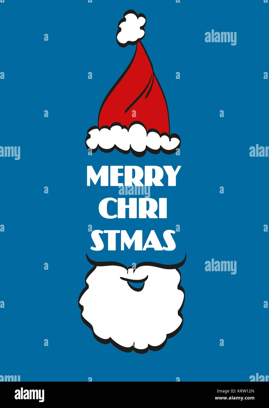 Christmas Typographic Background. Merry . Santa Stock Photo