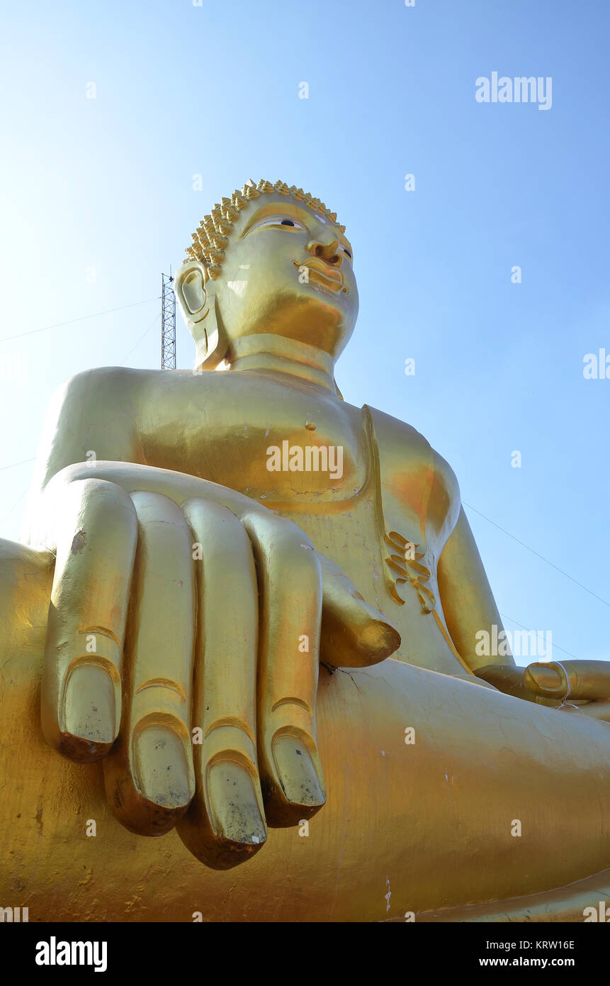 Golden Buddha statue of Big Buddha over blue sky Stock Photo - Alamy