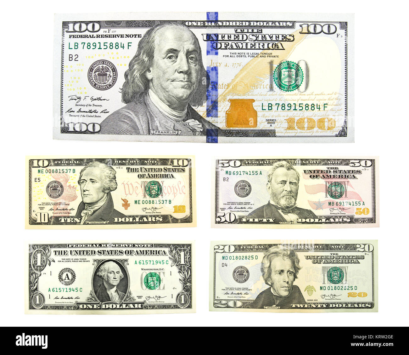 Close up of dollar isolate on white background. Stock Photo