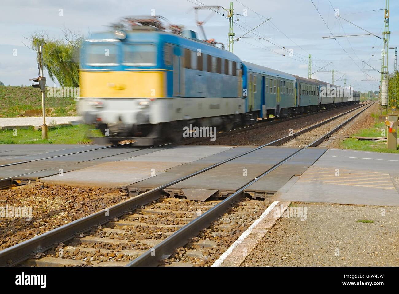 Trains pass by Stock Photo Alamy