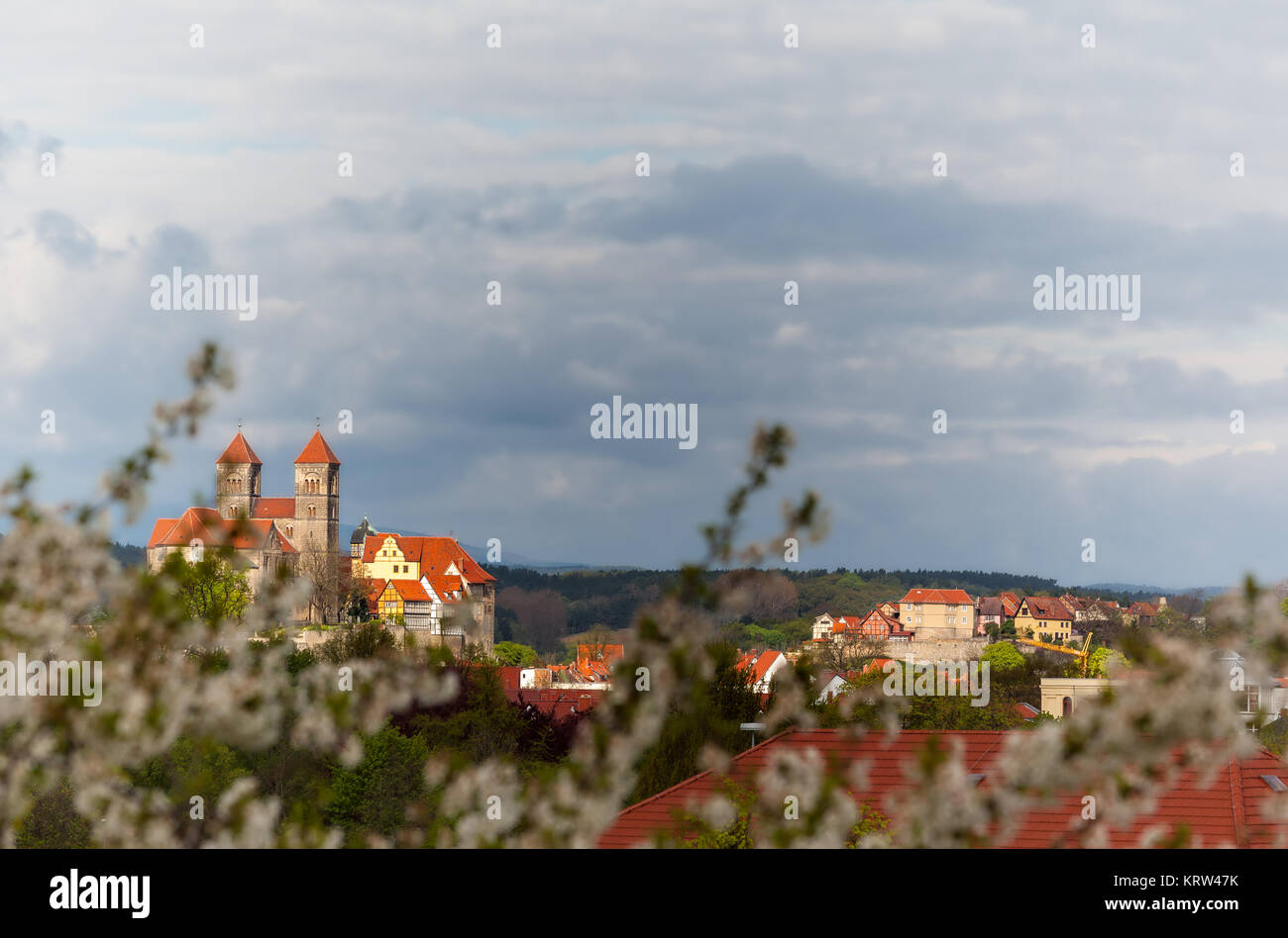 Blick auf die historische Welterbestadt Quedlinburg Harz Stock Photo
