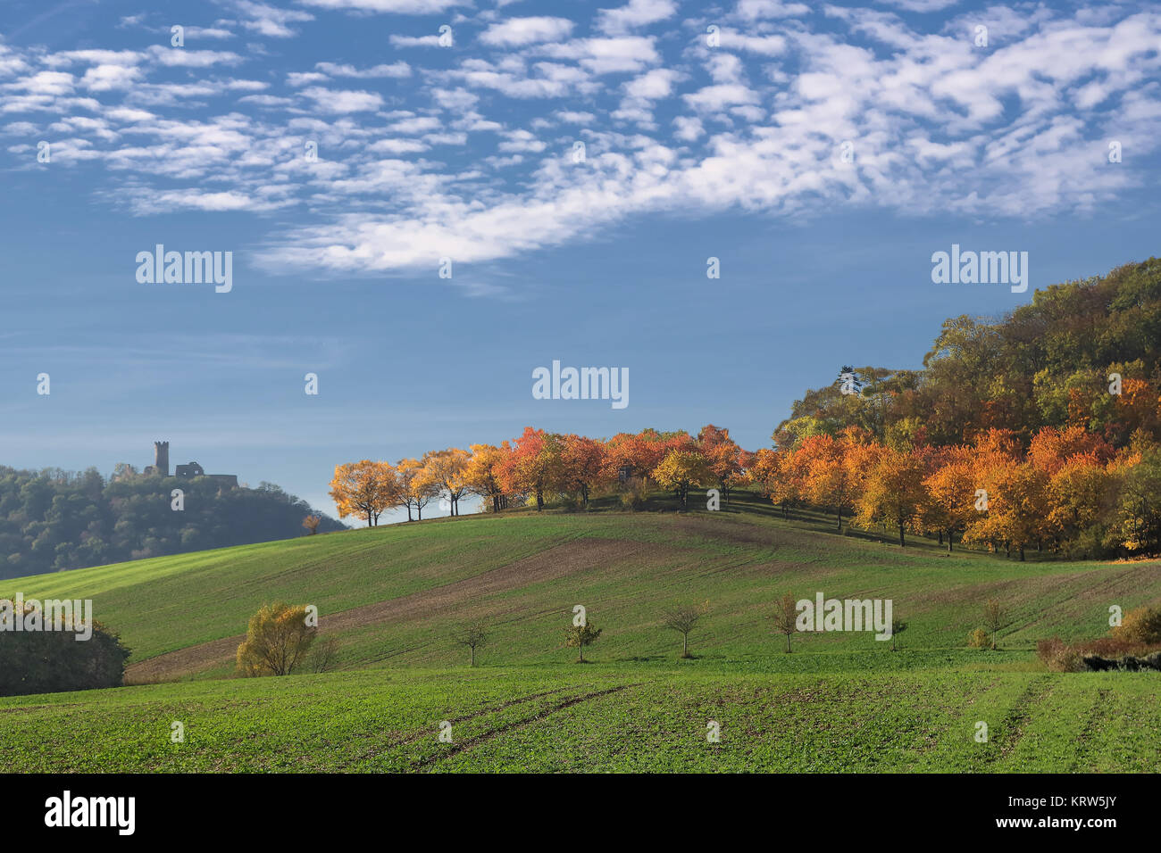 Â autumn landscape under the castle Stock Photo