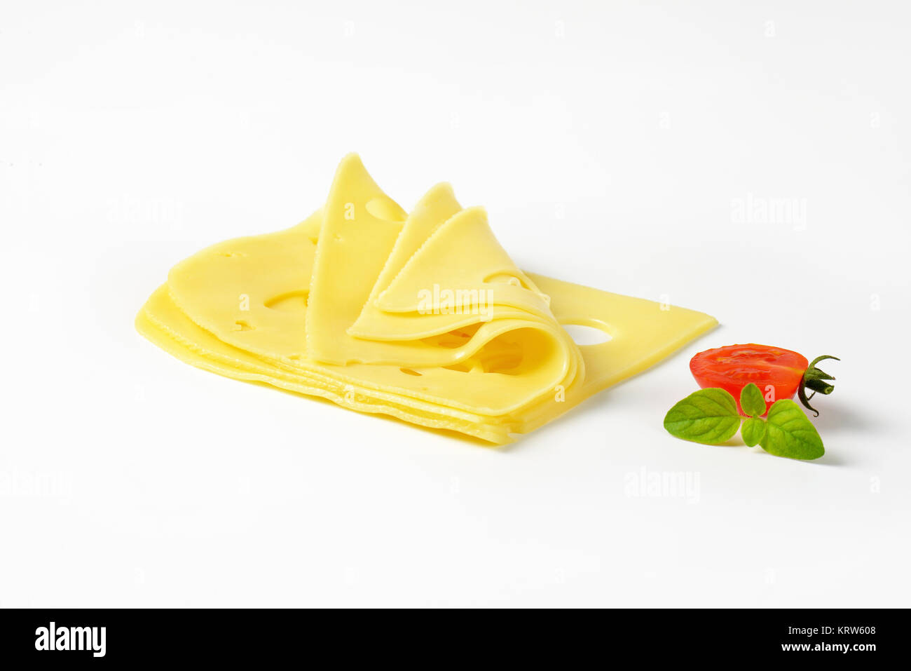 thin sliced emmental cheese Stock Photo Alamy