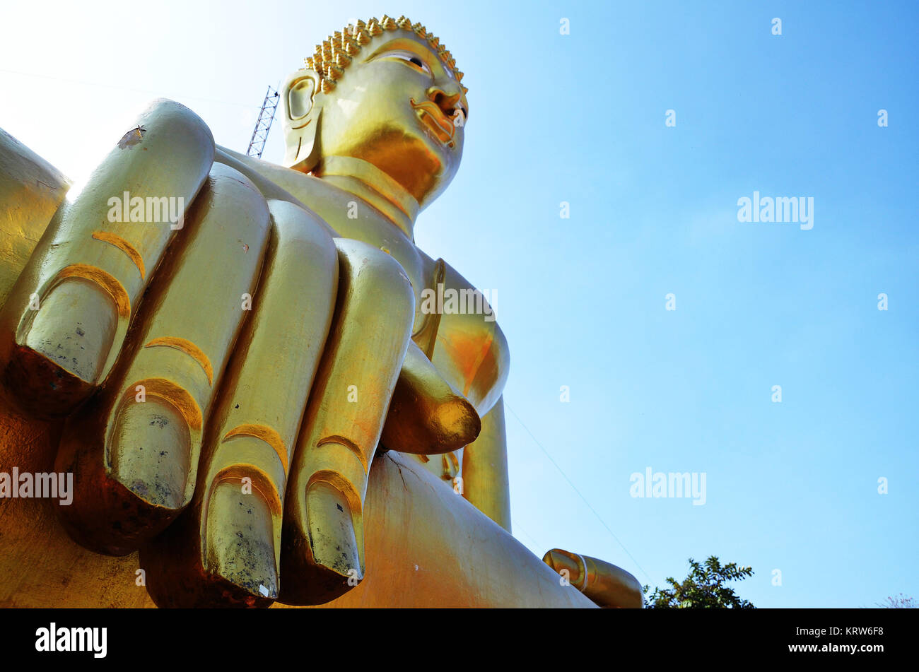 Golden Buddha statue of Big Buddha over blue sky Stock Photo - Alamy