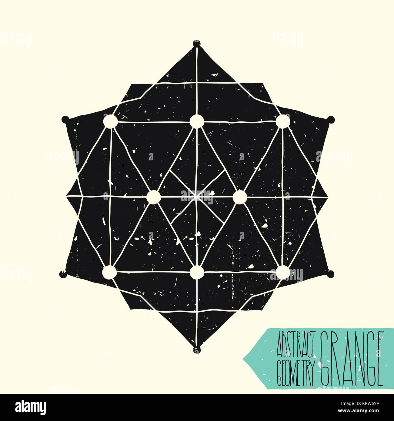 Simple abstract geometric figure with polygon, handwork font Stock ...