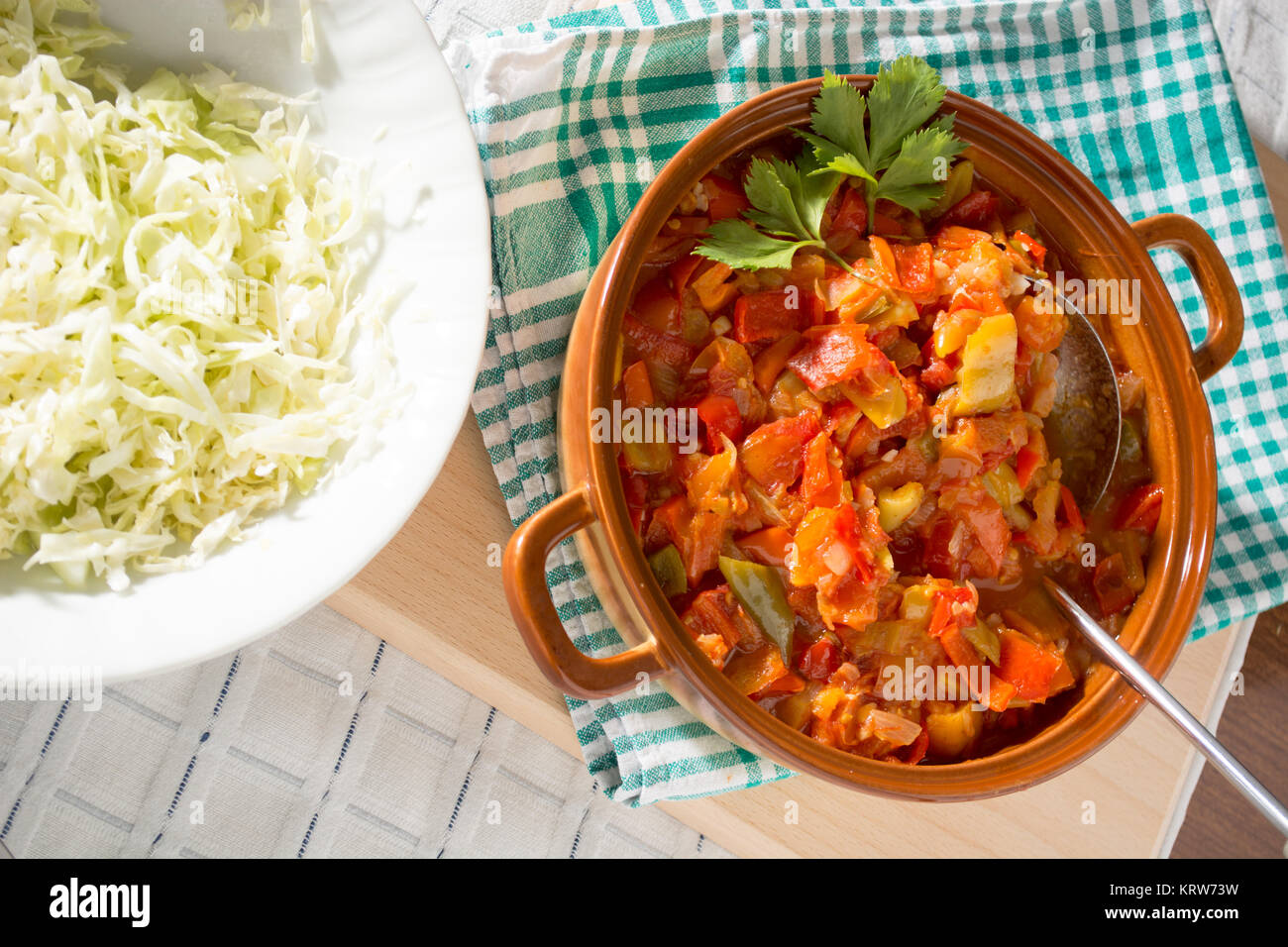 Stewed vegetables on a table Stock Photo Alamy
