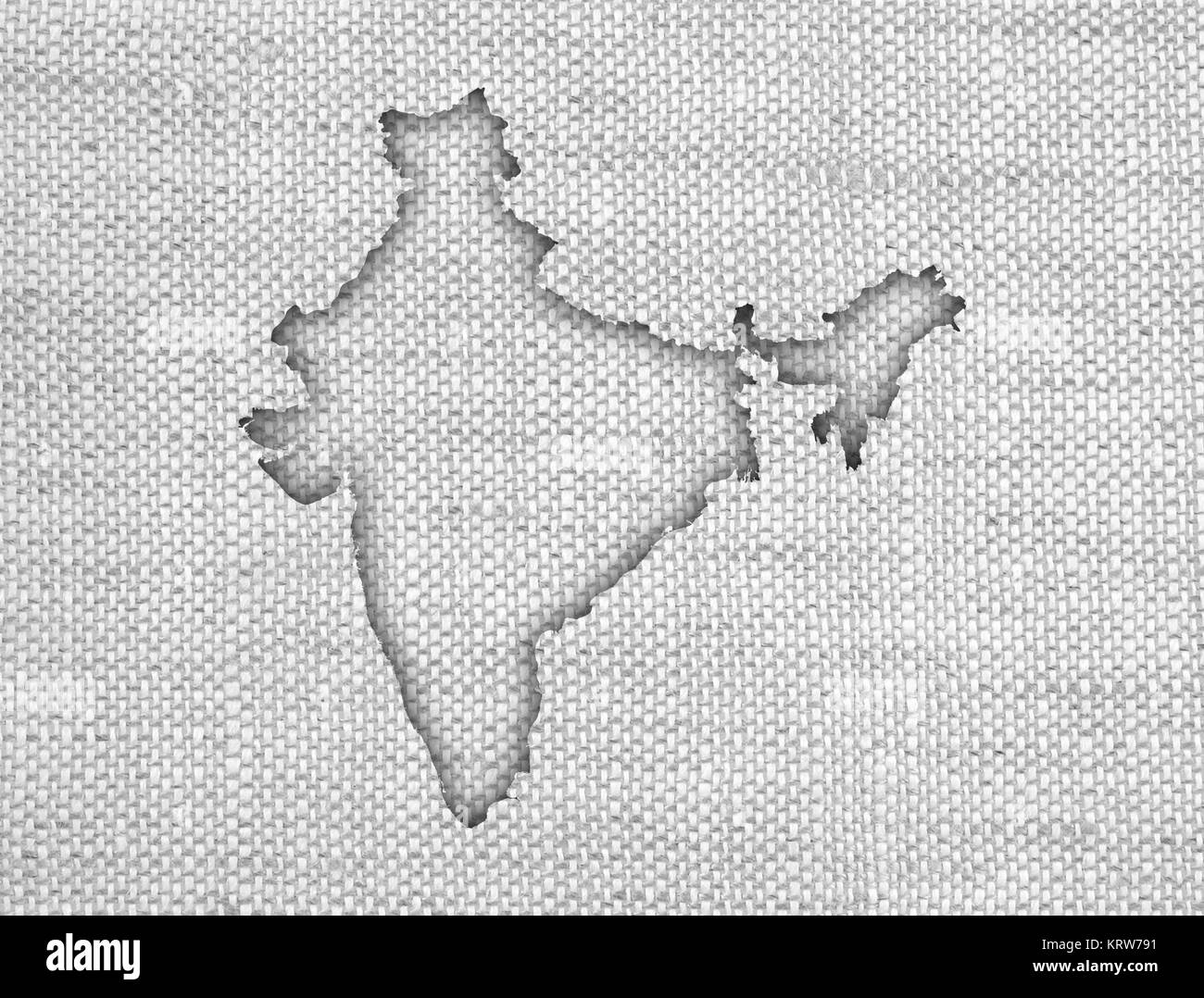Karte von Indien auf altem Leinen Stock Photo