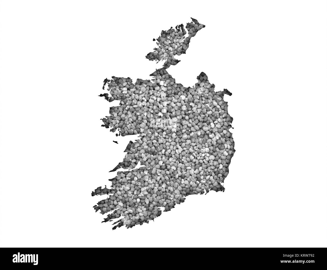Karte von Irland auf Mohn Stock Photo