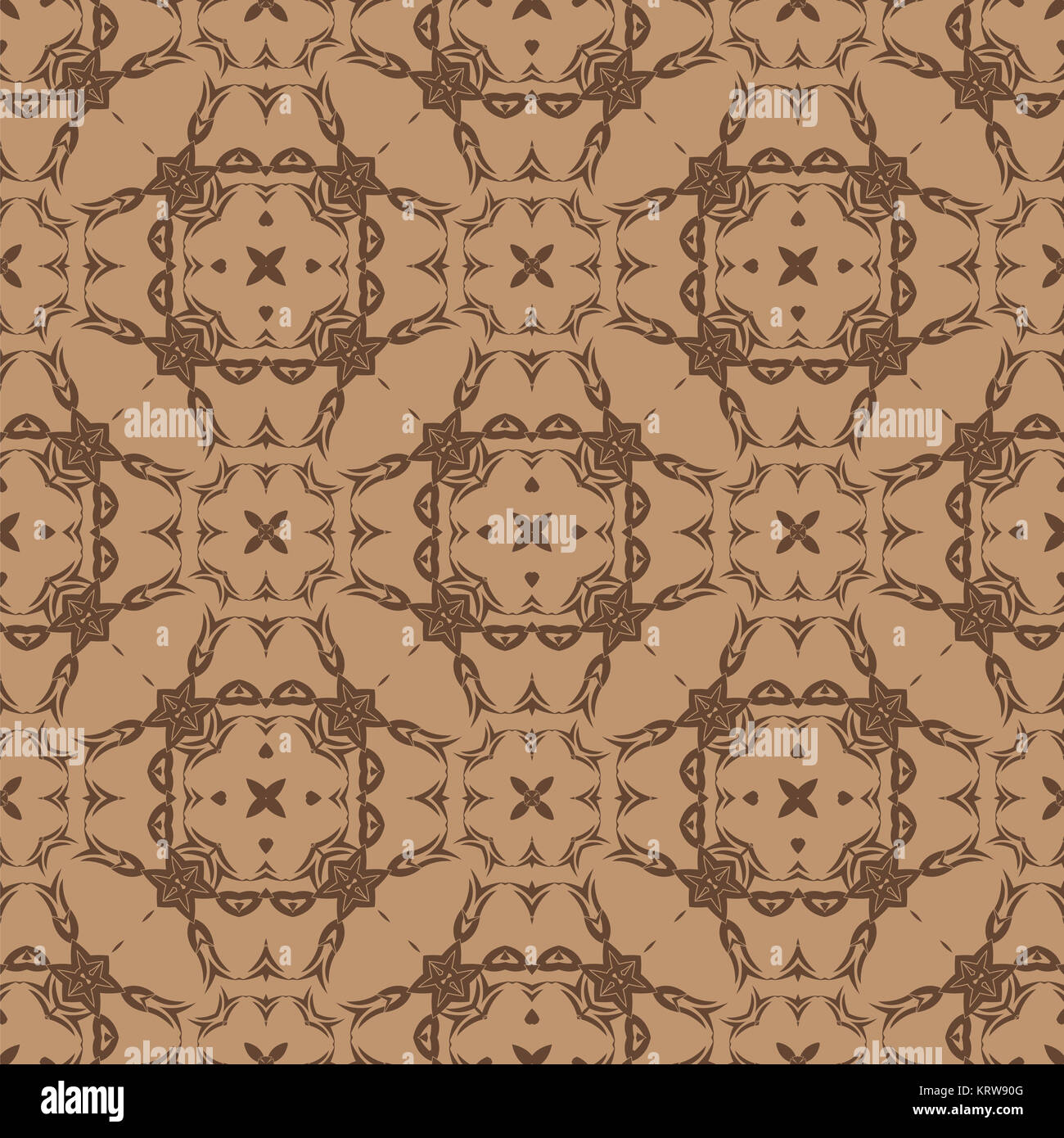 Brown Ornamental Seamless Line Pattern Stock Photo - Alamy