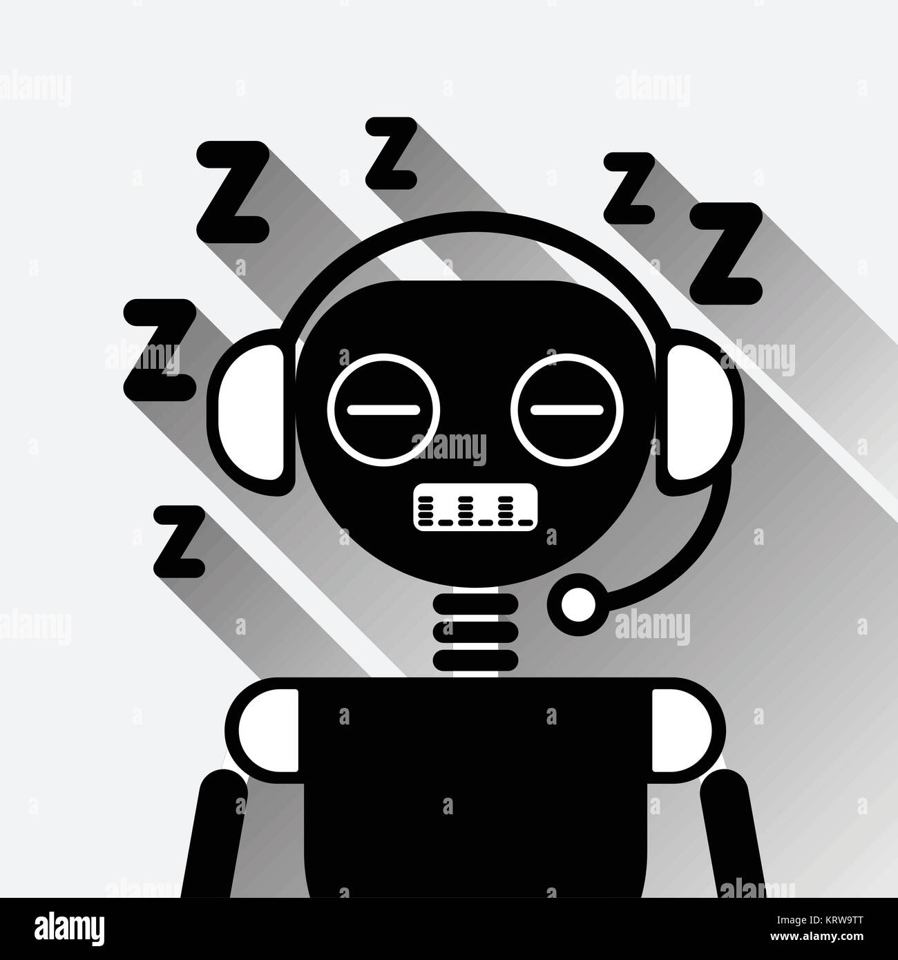 Chatbot Tired Sleep Icon Concept Black Chat Bot Or Chatterbot Service Of Online Support Technology Stock Vector