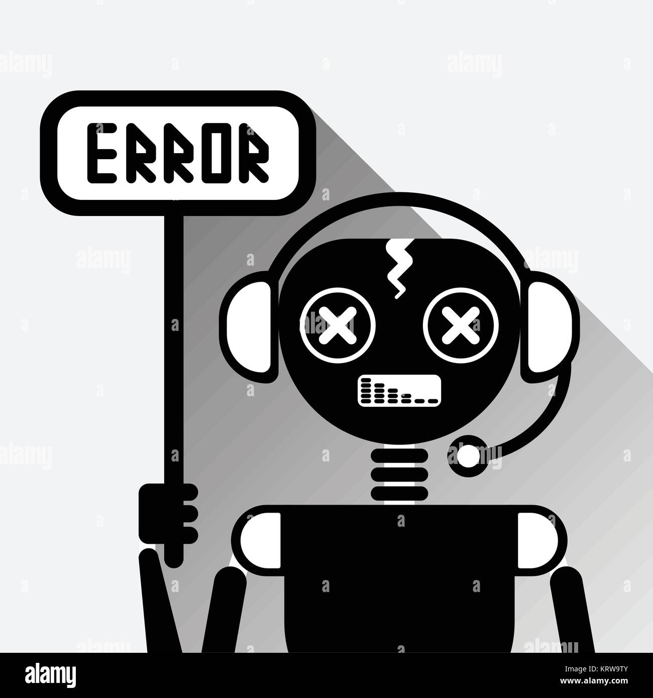 Black silhouette of an ai robot Stock Vector Images - Alamy