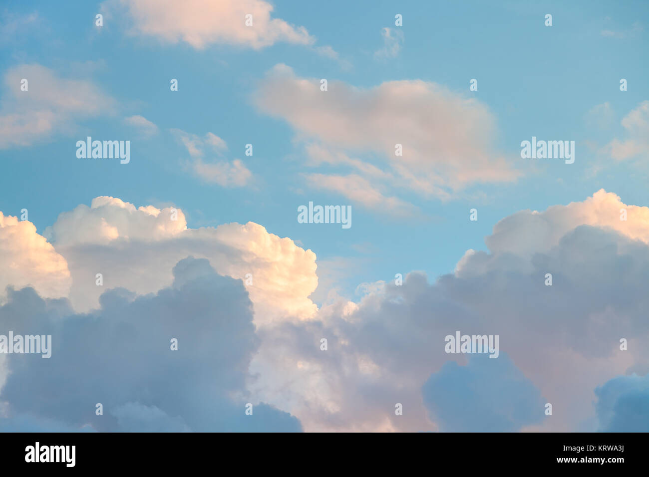 blue sky with sunset clouds in autumn evening Stock Photo - Alamy