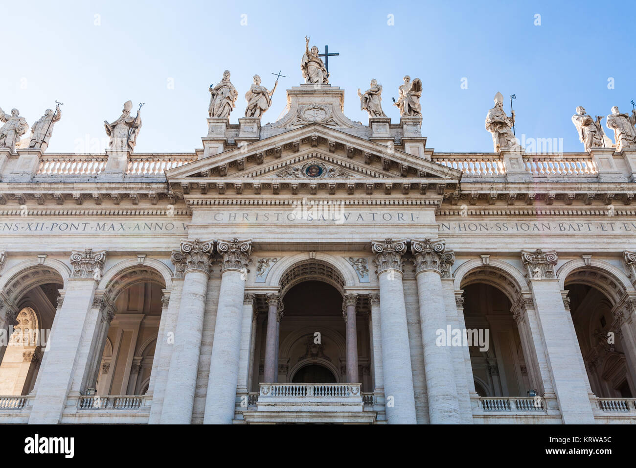 facade of the Lateran Basilica in Rome city Stock Photo