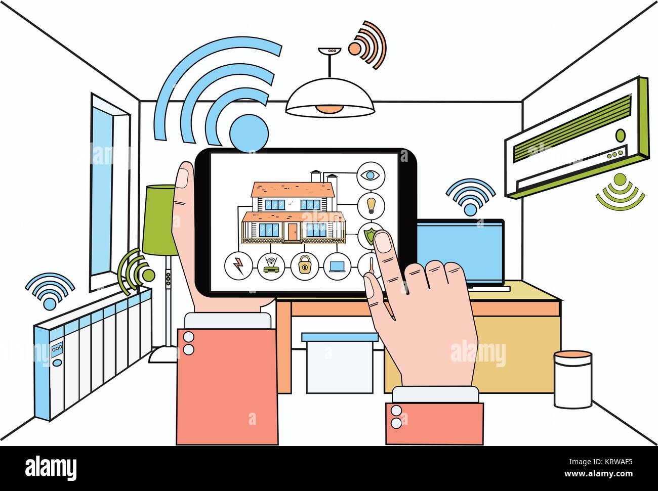 Hand Hold Digital Tablet With Smart Home Control System Application ...