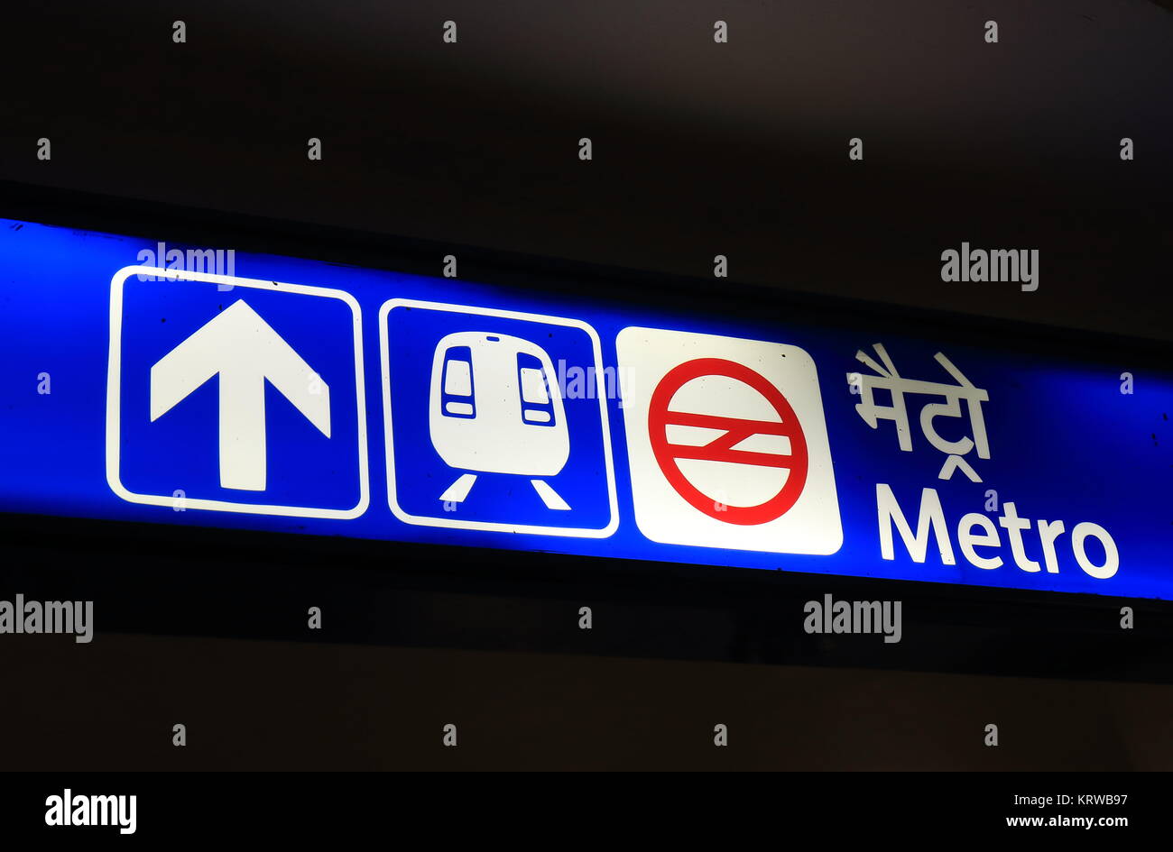 Metro subway underground signage in New Delhi India Stock Photo