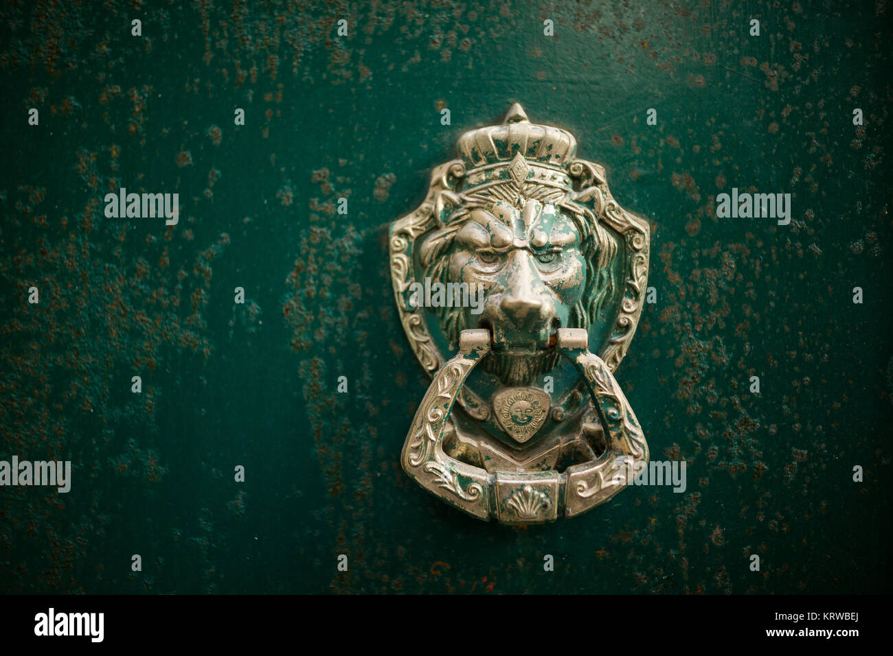 Lion door knock Stock Photo - Alamy