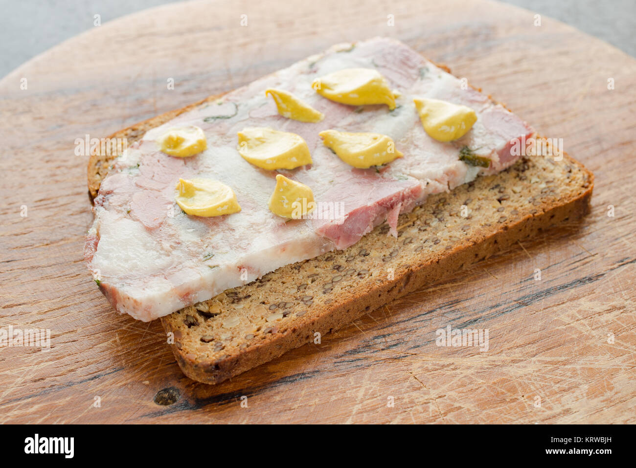 slice of bread with soppressata presswurst Stock Photo Alamy