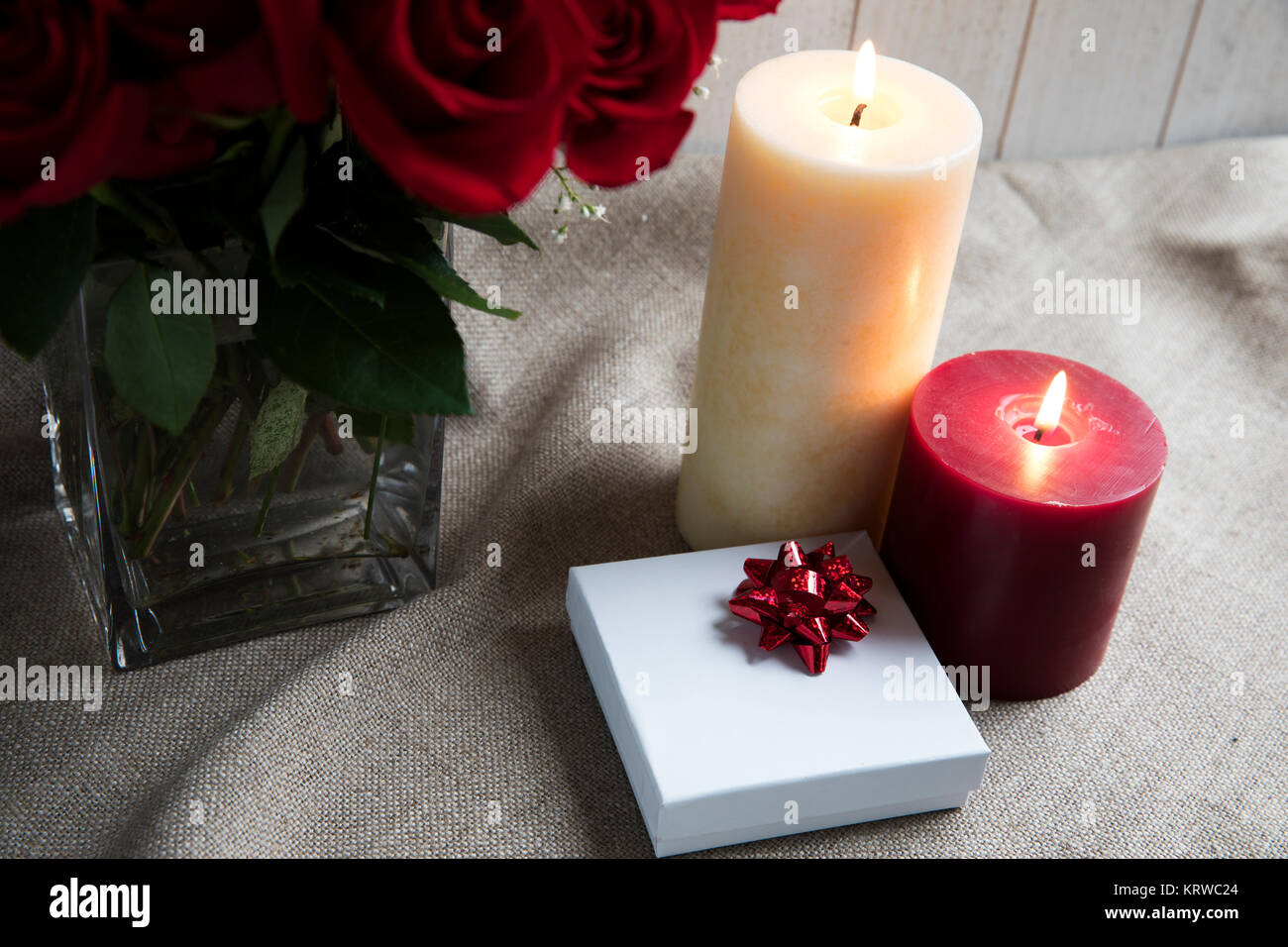 Gift and Candles Stock Photo