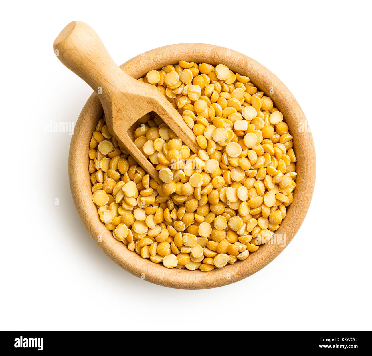 Yellow split peas in wooden bowl Stock Photo Alamy