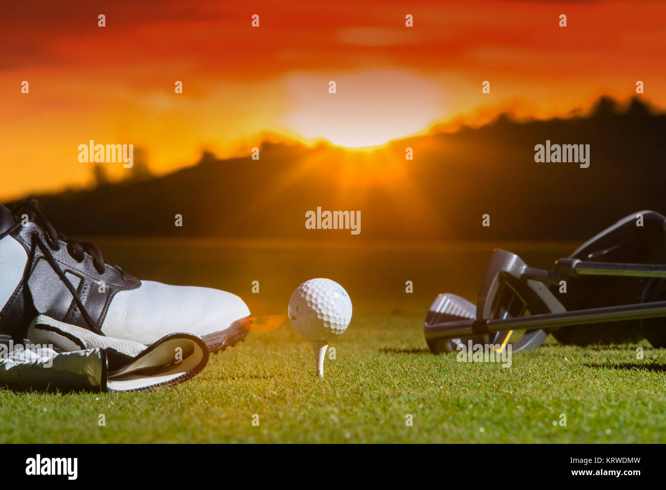 Golf club and Golf ball in bag on grass Stock Photo Alamy