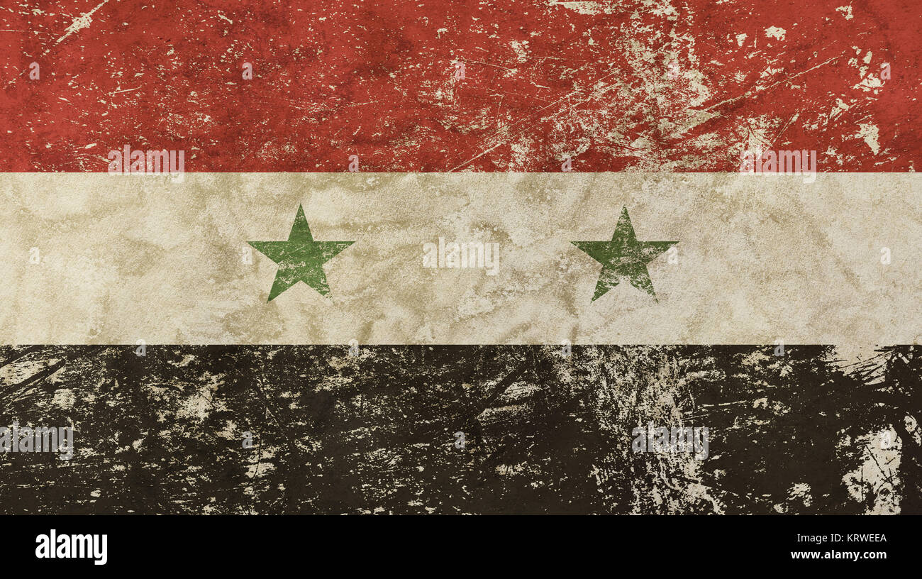Old grunge vintage faded Syrian Arab Republic flag Stock Photo