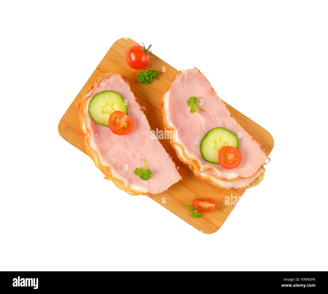 open faced ham sandwiches Stock Photo Alamy