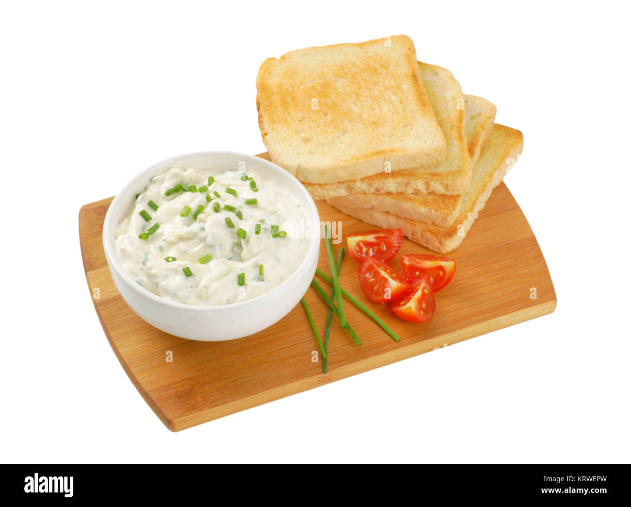 toasted bread and chives spread Stock Photo Alamy