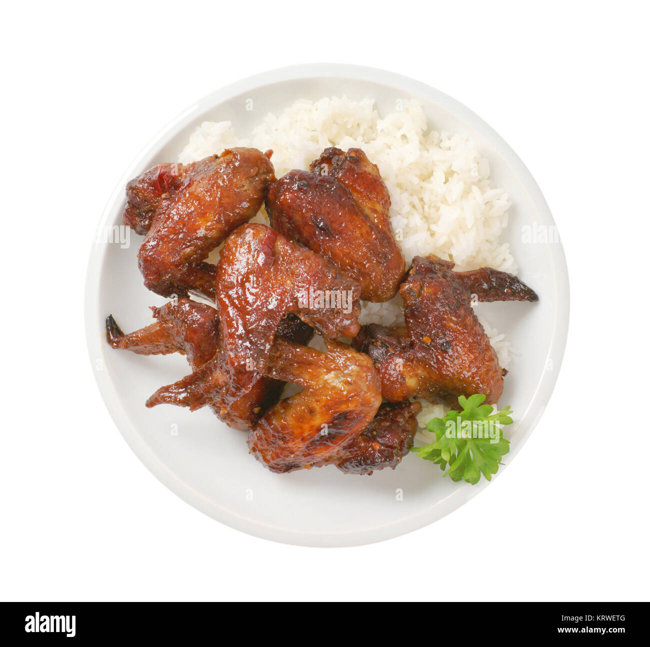 barbecue chicken wings with rice Stock Photo Alamy
