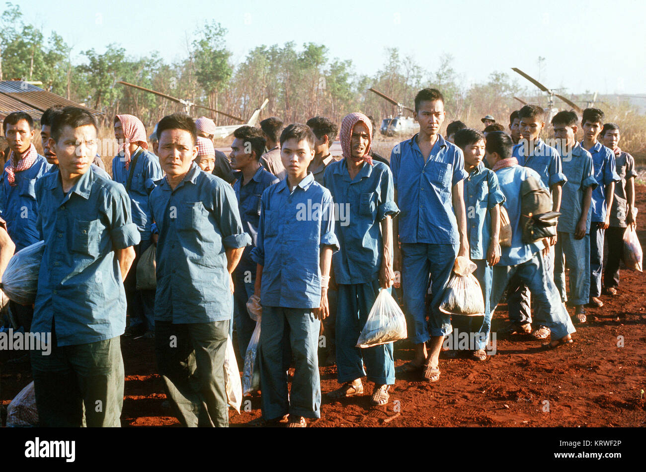Members of the Army of Republic of Vietnam are released. Stock Photo