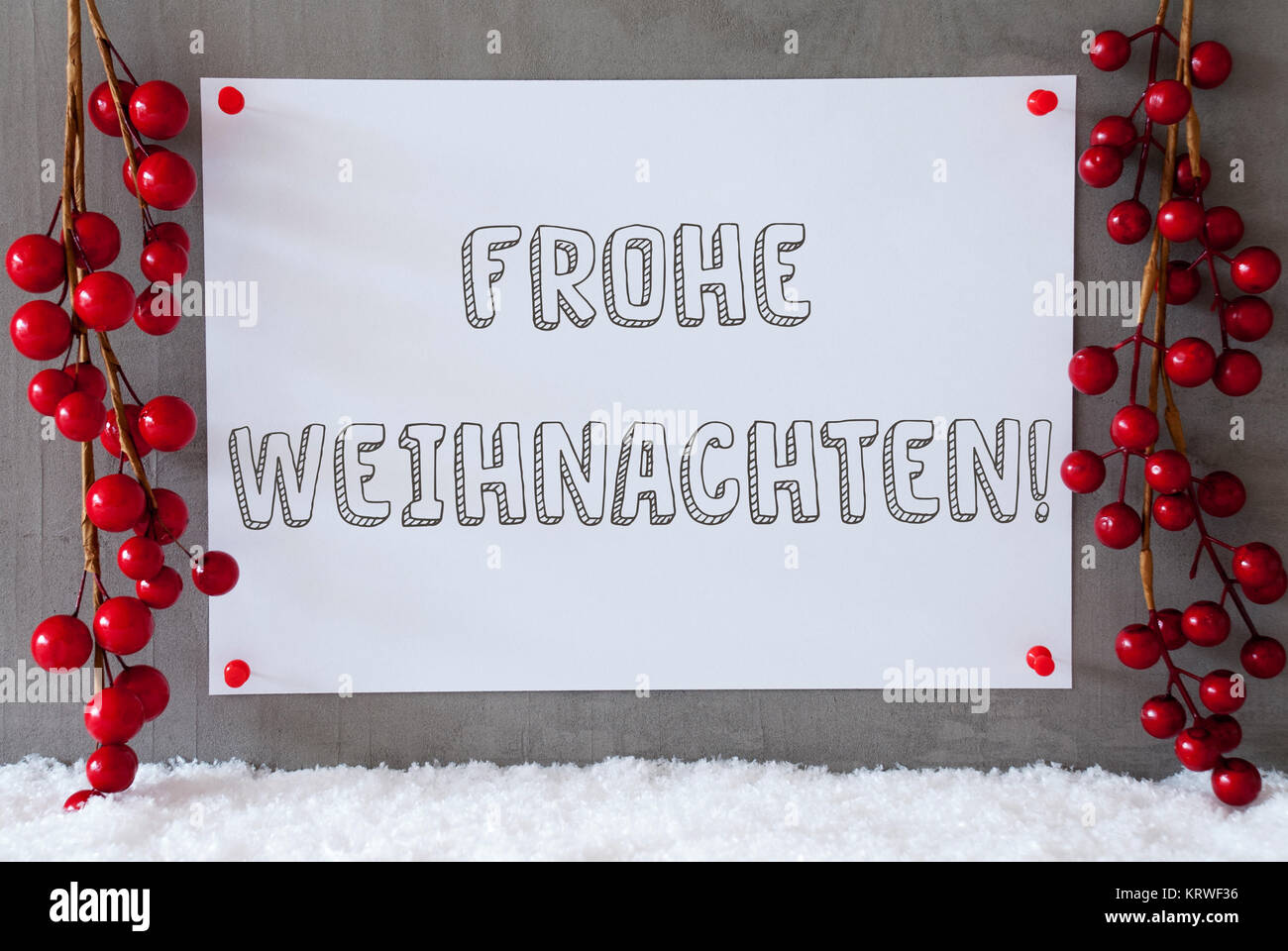 Label With German Text Frohe Weihnachten Means Merry Christmas. Red ...