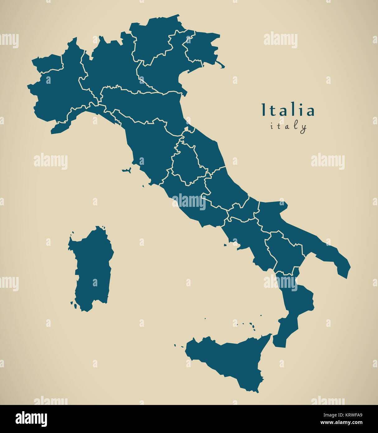 Modern Map - Italy IT with regions Stock Photo - Alamy