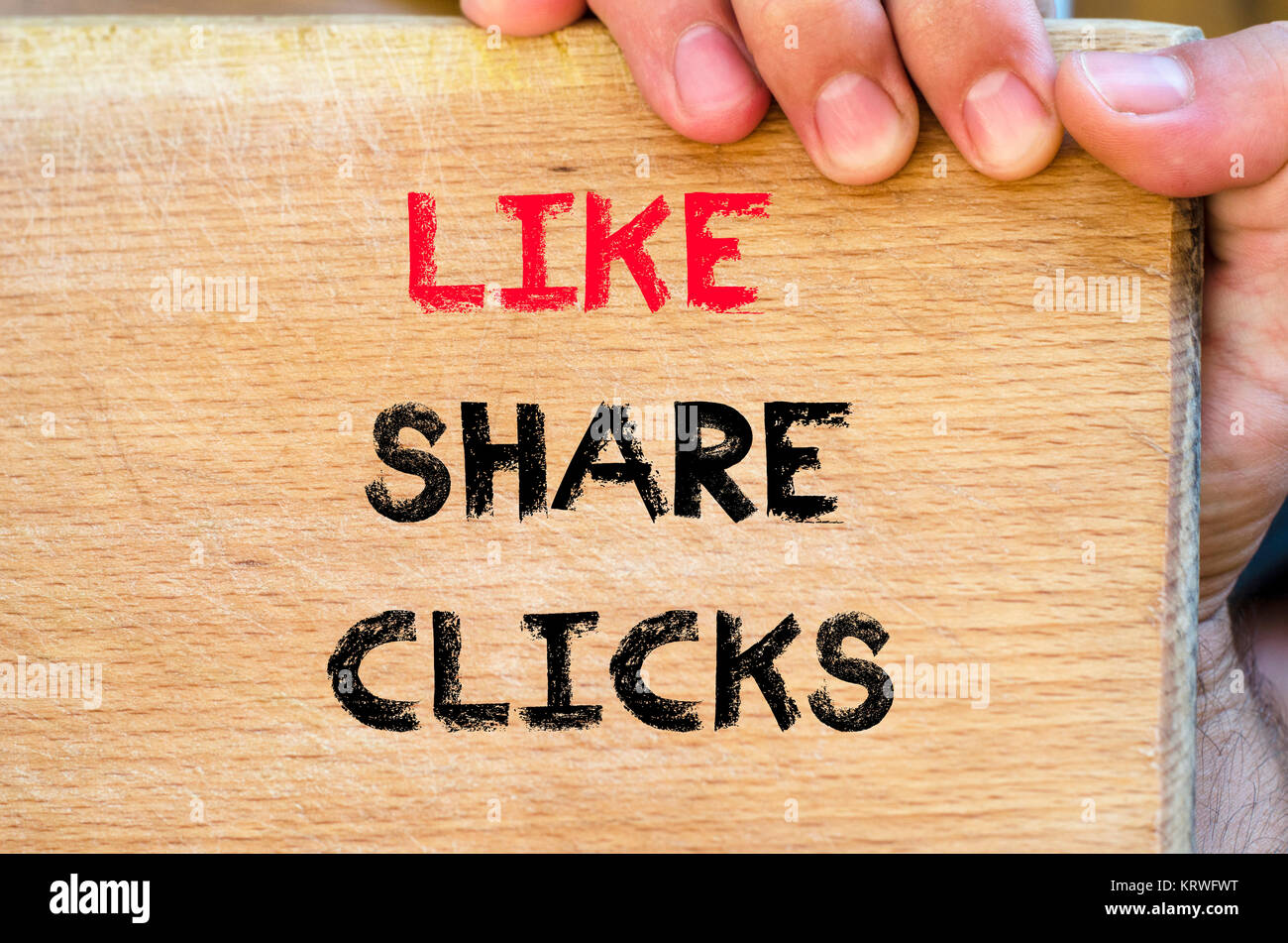 Like share clicks text concept Stock Photo