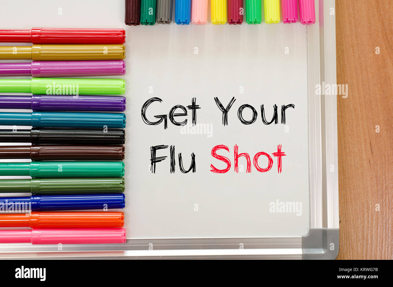 Get your flu shot text concept Stock Photo