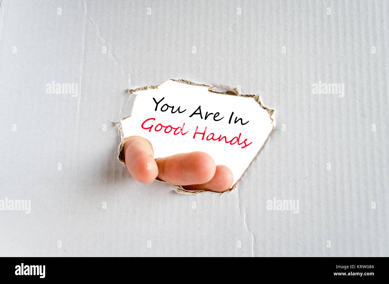 You are in good hands text concept Stock Photo - Alamy