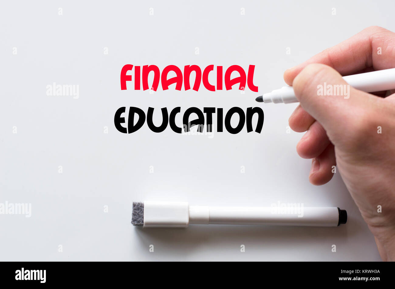 Financial education written on whiteboard Stock Photo