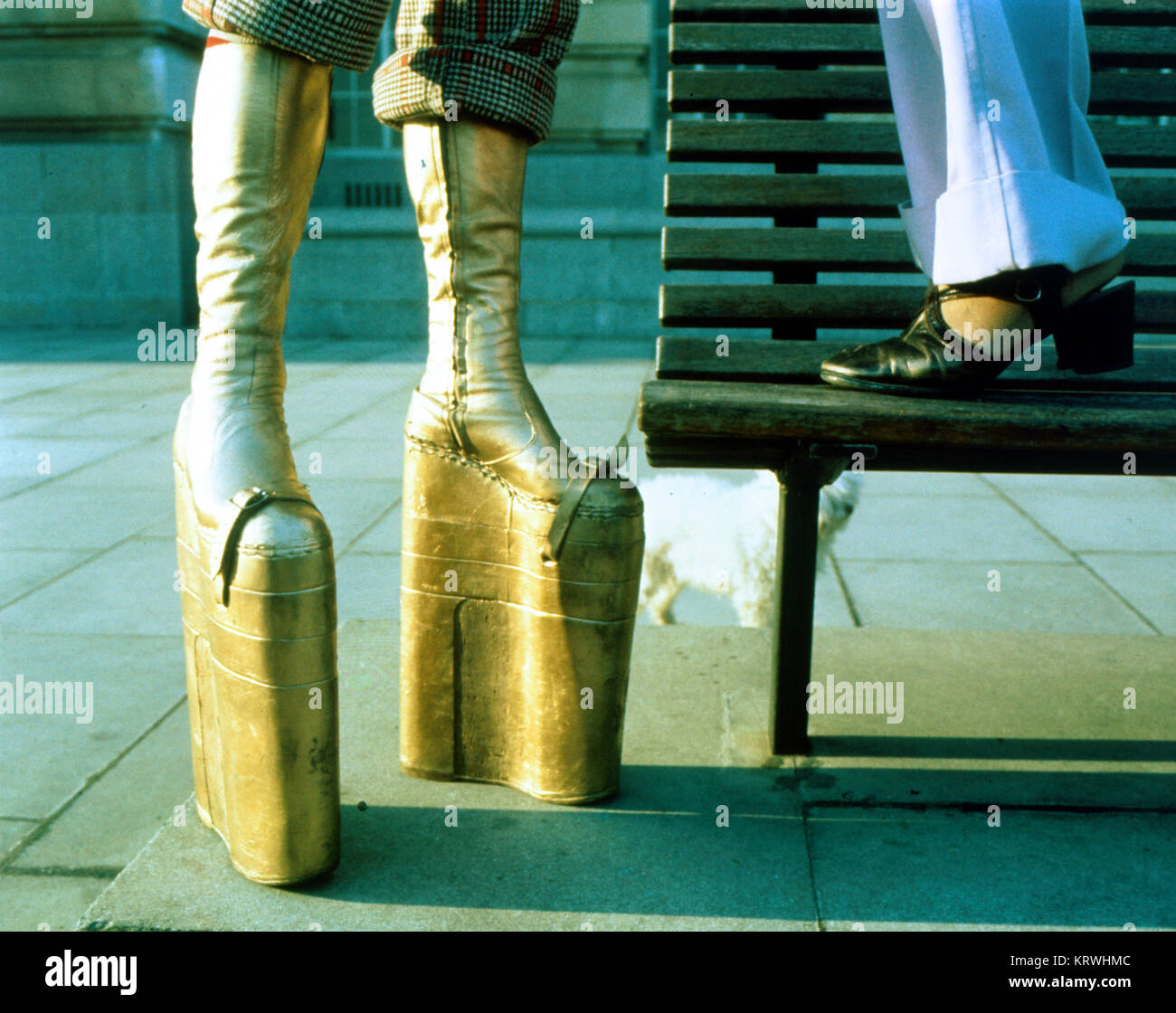 Fancy Platform High Heels Boots With Red Sole Stock Photo