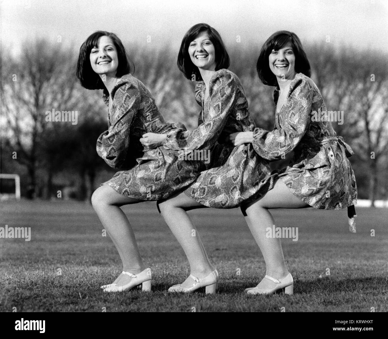 Three women in a squat, England, Great Britain Stock Photo Alamy