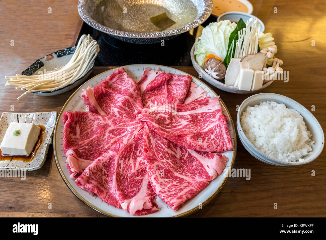 Wagyu beef Shabu hot pot set Stock Photo Alamy