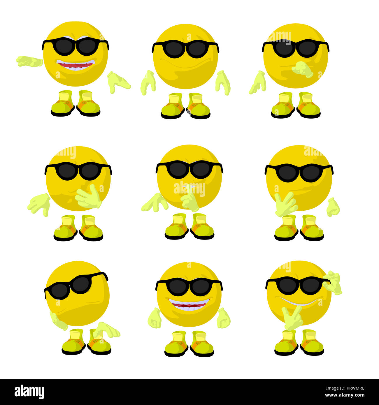 Cute yellow emoticon art illustration on a white background Stock Photo ...