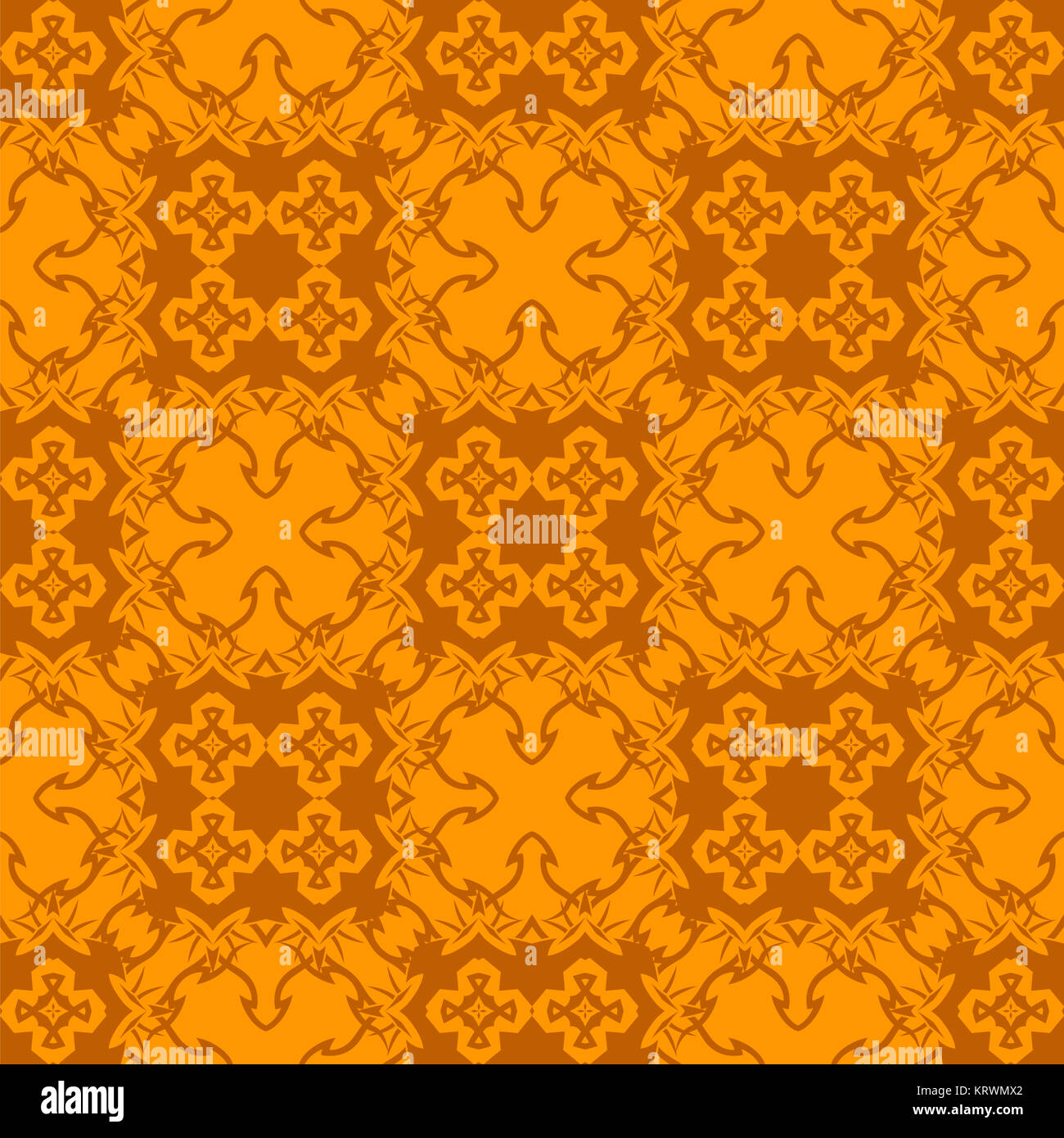 Orange Ornamental Seamless Line Pattern Stock Photo