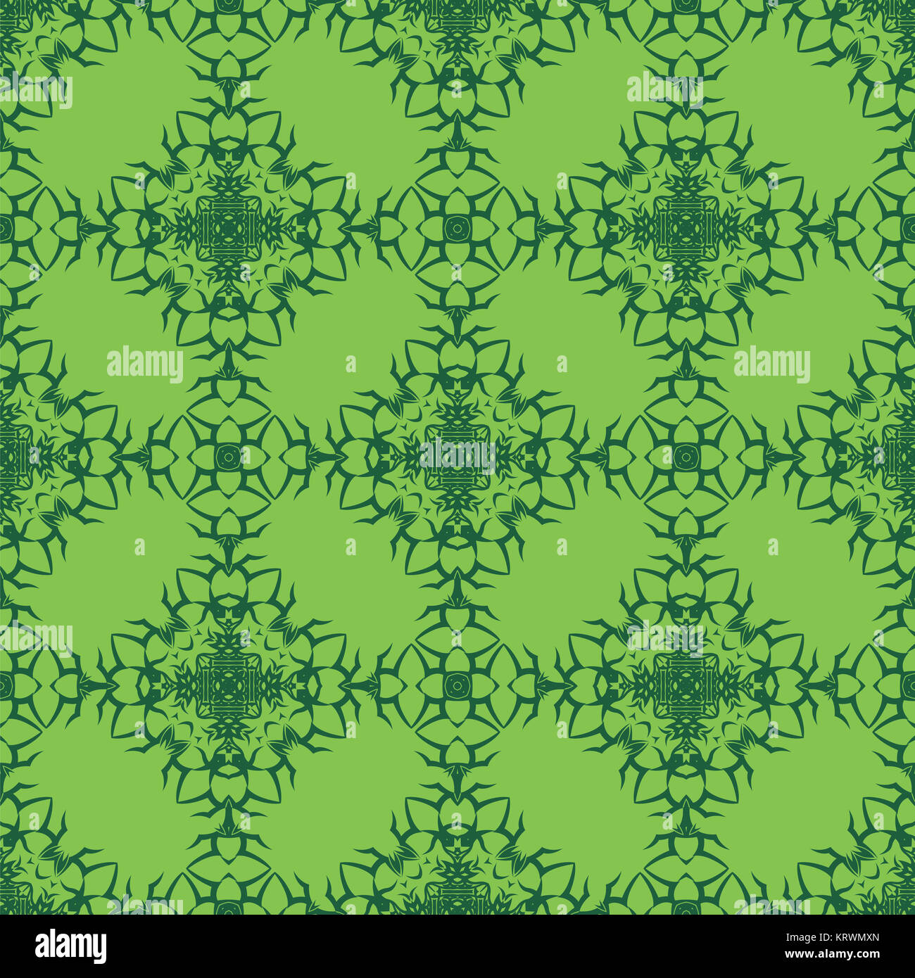 Green Ornamental Seamless Line Pattern Stock Photo