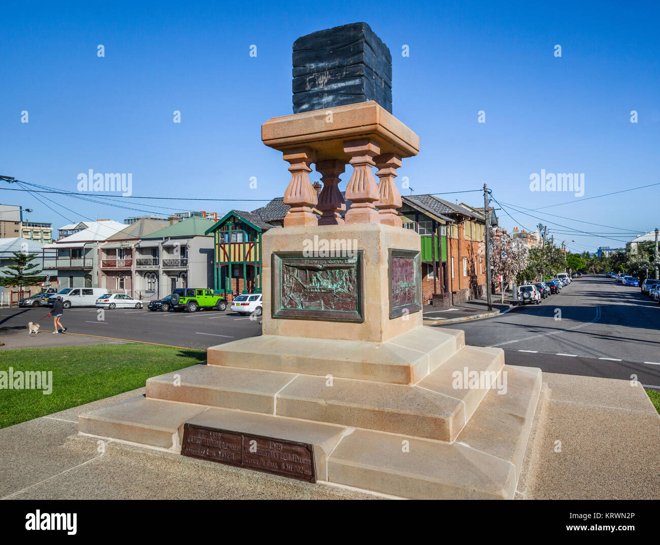 Australia, New South Wales, Newcastle, view of the Coal Monument, erected by the citizens of Newcastle as symbolic of the coal mining industry for whi Stock Photo
