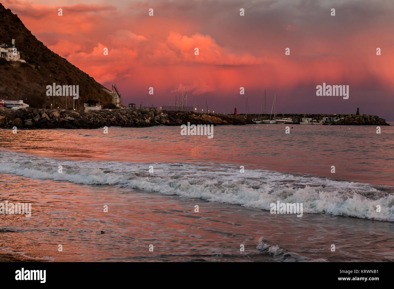 Sunset from San Jose. Natural Park of Cabo de Gata. Spain. Stock Photo